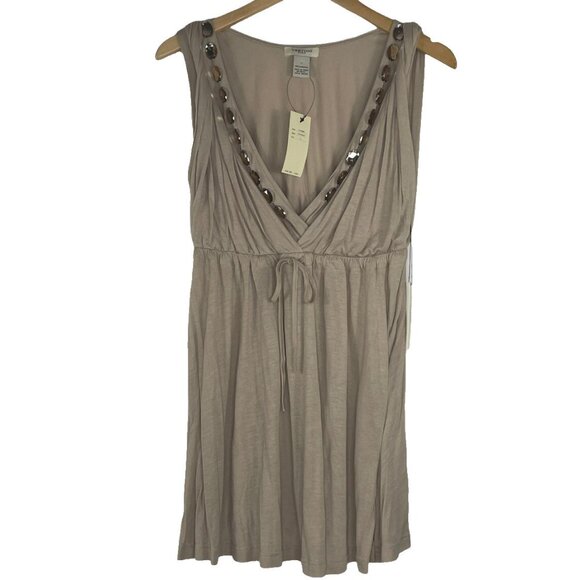 VERTIGO PARIS Dress Mini V Neck Beads Sleeveless Women Large NEW Sexy Party - Picture 1 of 6